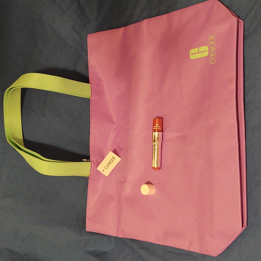 Clinique Lavender Tote Plus "Baby Baby" Butter Shine Lipstick Discontinued Rare
